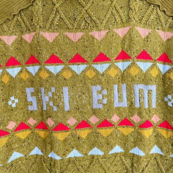 Free People Powder Bunny Sweater Ski Bum Fair Isle Chunky Knit Hooded Oversized - Picture 8 of 14